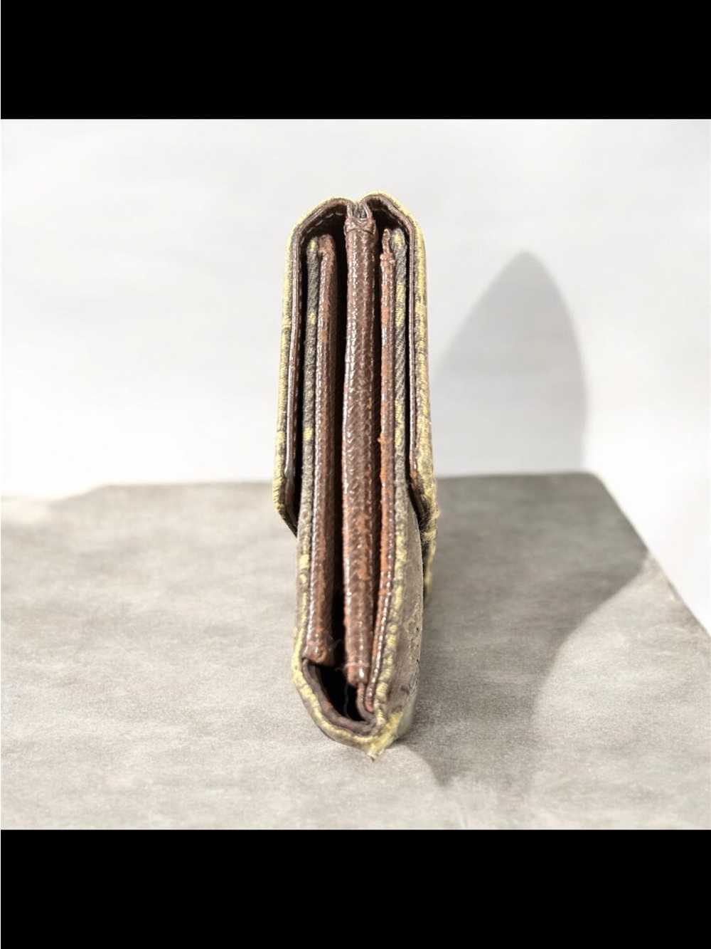 Louis Vuitton Mini Lin Monogram Canvas compact trifold wallet KK initials - Picture 4 of 11